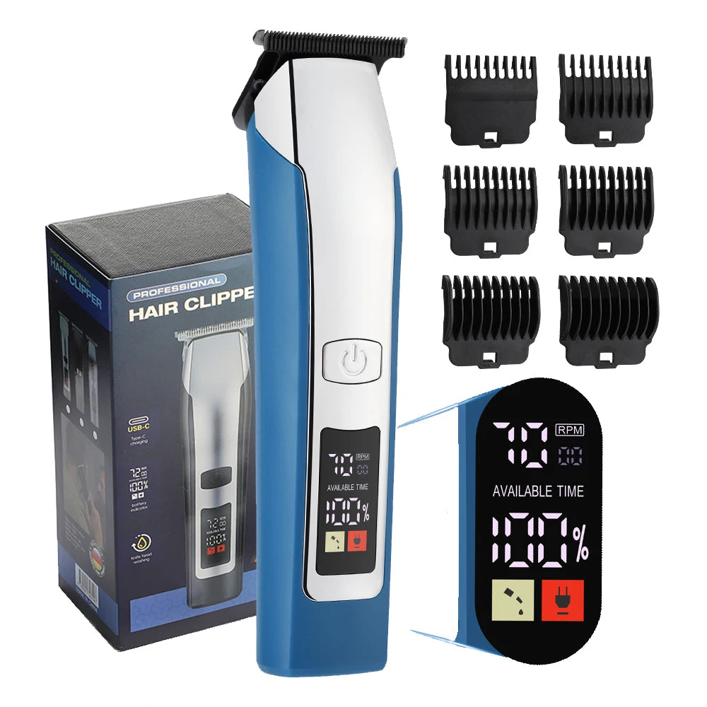 Men's Hair Cutting Machine Electric Trimmer for Man Professional Hair Clipper Barber Beard Shaver With 6pcs 1.5-9mm Limit Comb