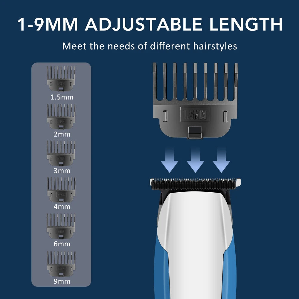 Men's Hair Cutting Machine Electric Trimmer for Man Professional Hair Clipper Barber Beard Shaver With 6pcs 1.5-9mm Limit Comb