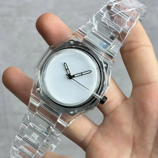 Men's Quartz Watch 2025 Trendy Transparent Design Arabic Numerals High-End Feel Cool Fashionable Timepiece for Gentlemen