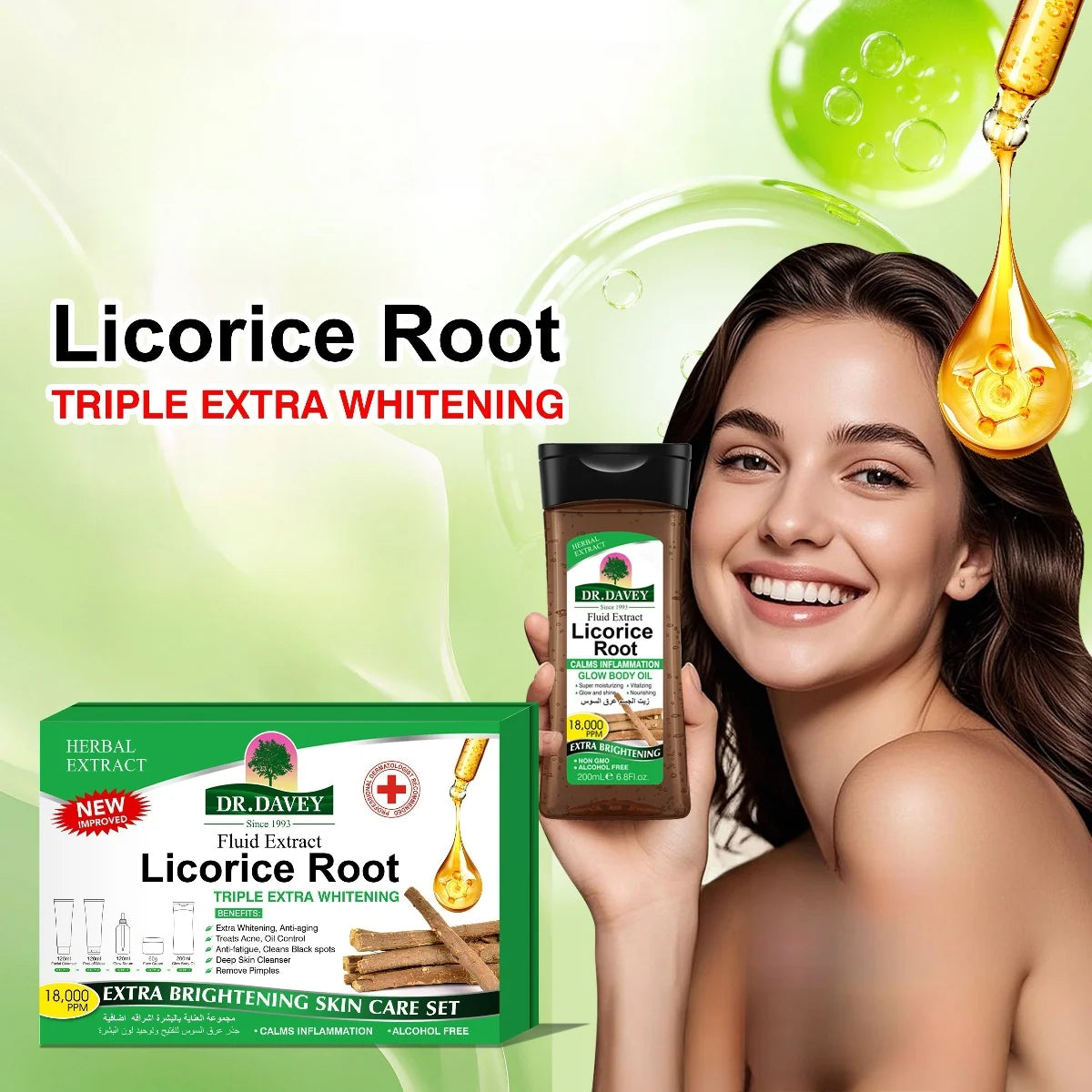 Licorice Root Skincare Set Skincare Essential Oil Mask Face Cream Cleansing Skincare Set Moisturizing Refreshing