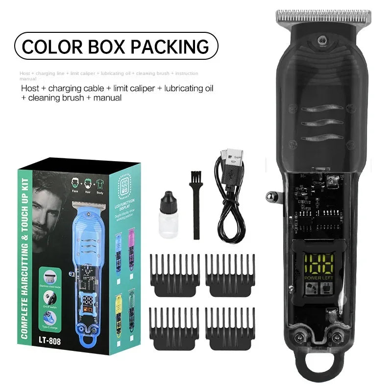 Professional Hair Cutting Machine Rechargeable Transparent Electric Hair Trimmers For Men Cordless Hair Cut Machine