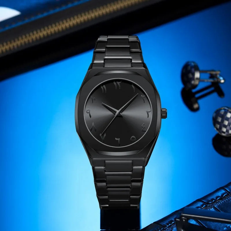Black Men Quartz Watches For Male Clock 2025 Top Brand Luxury Stainless Steel Band Fashion Men Wrist Watches Dropshipping