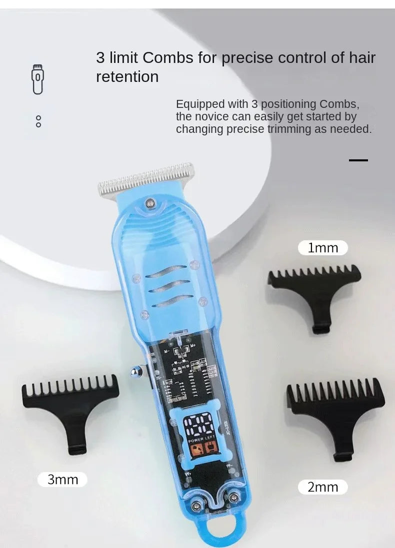 Professional Hair Cutting Machine Rechargeable Transparent Electric Hair Trimmers For Men Cordless Hair Cut Machine