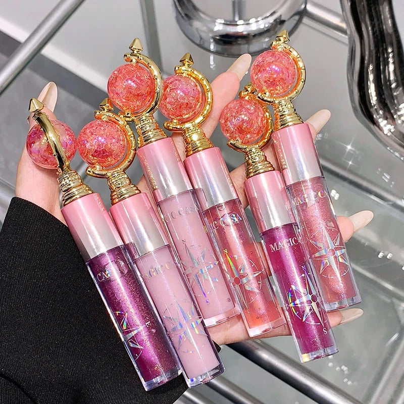 Globe Water Light Lip Gloss Long Lasting Moisturizing Mirror Shimmer Jelly Peach Apricot Reduce Lip Lines Liquid Lipstick Makeup