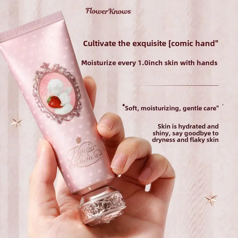 Flower Knows Strawberry Cupid Scented Hand Cream Moisturising & Nourishing Skin Care Lotions For Women Whitening Cream 50ml