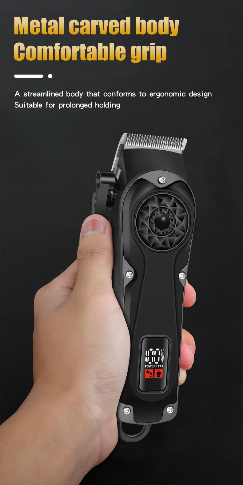 Powerful Electric Hair Clippers for men HIENA hair Trimmer Professional barber hair cutting machine Cordless Wet And Dry haircut