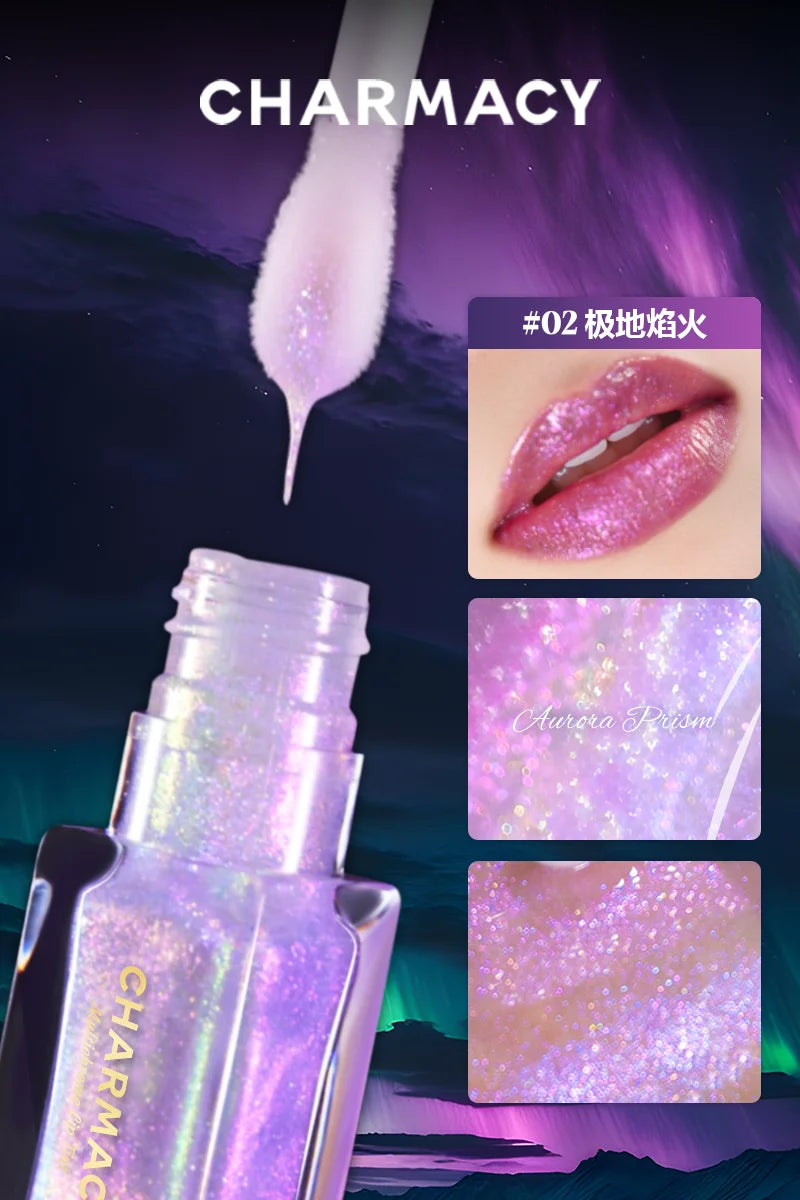 Charmacy Aurora Optical Chameleon Lipgloss Glitter Moisturizing Shimmer Multiuse Lip Flash Water Prism Lip Honey Not Sticky