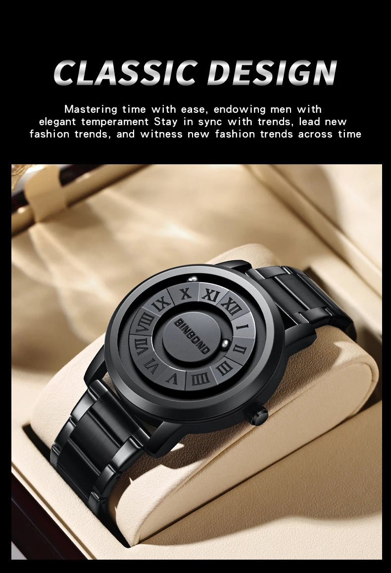 BINBOND Men Quartz Watches Top Brand Luxury Stainless Steel Waterproof Hollow Out Stainless steel Wristwatches Relogio Masculino