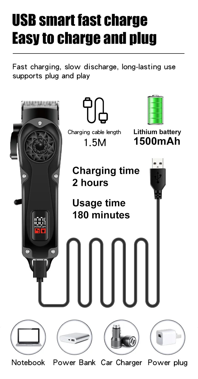 Powerful Electric Hair Clippers for men HIENA hair Trimmer Professional barber hair cutting machine Cordless Wet And Dry haircut