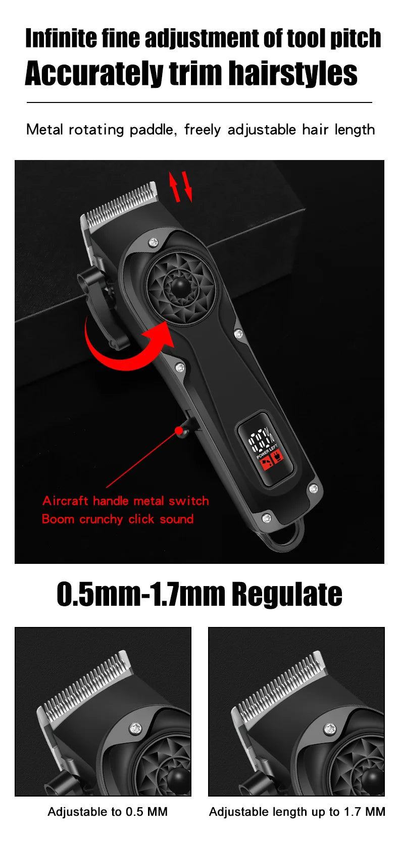 Powerful Electric Hair Clippers for men HIENA hair Trimmer Professional barber hair cutting machine Cordless Wet And Dry haircut