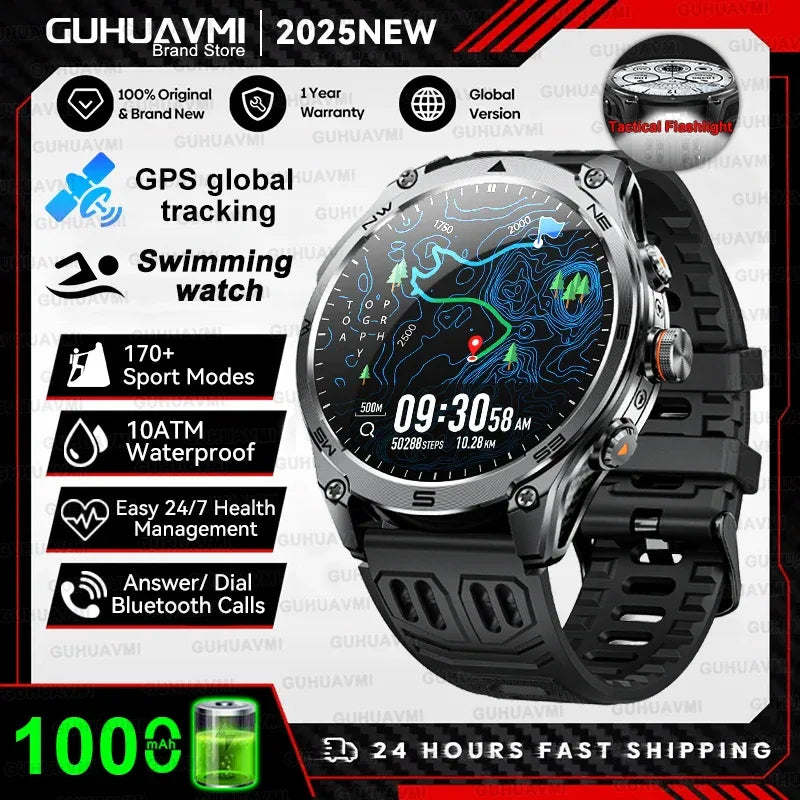 2025 New Military T-Rex 3 Ultra GPS Smart Watch 1000mAh Battery 10ATM Waterproof Compass Flashlight Sports trackr Smartwatch Men - Wear444