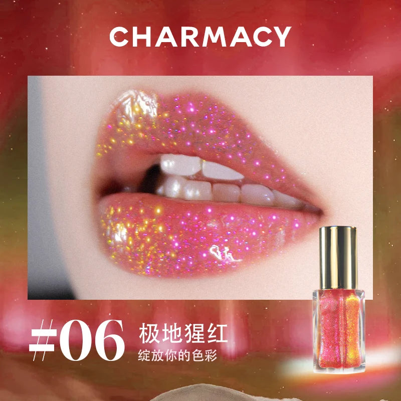 Charmacy Aurora Optical Chameleon Lipgloss Glitter Moisturizing Shimmer Multiuse Lip Flash Water Prism Lip Honey Not Sticky