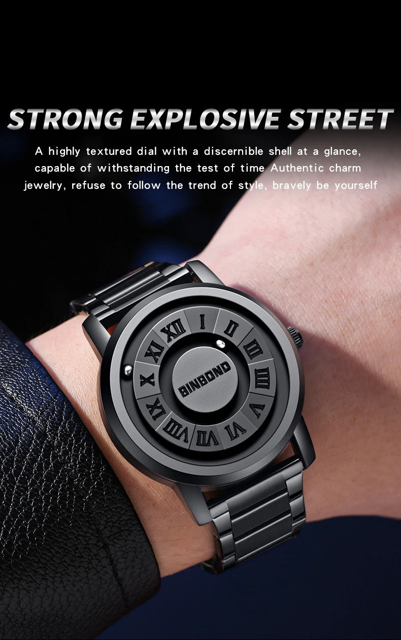 BINBOND Men Quartz Watches Top Brand Luxury Stainless Steel Waterproof Hollow Out Stainless steel Wristwatches Relogio Masculino