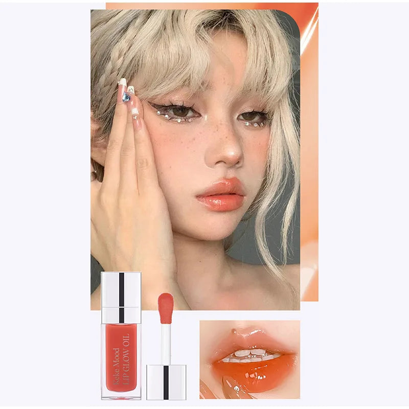 Clear Crystal Lip Gloss Oil,Hydrating Plumping Lipstick,Tinted Lip Plumper,Water Glow Moisturizing Lipgloss,Long-lasting Makeup