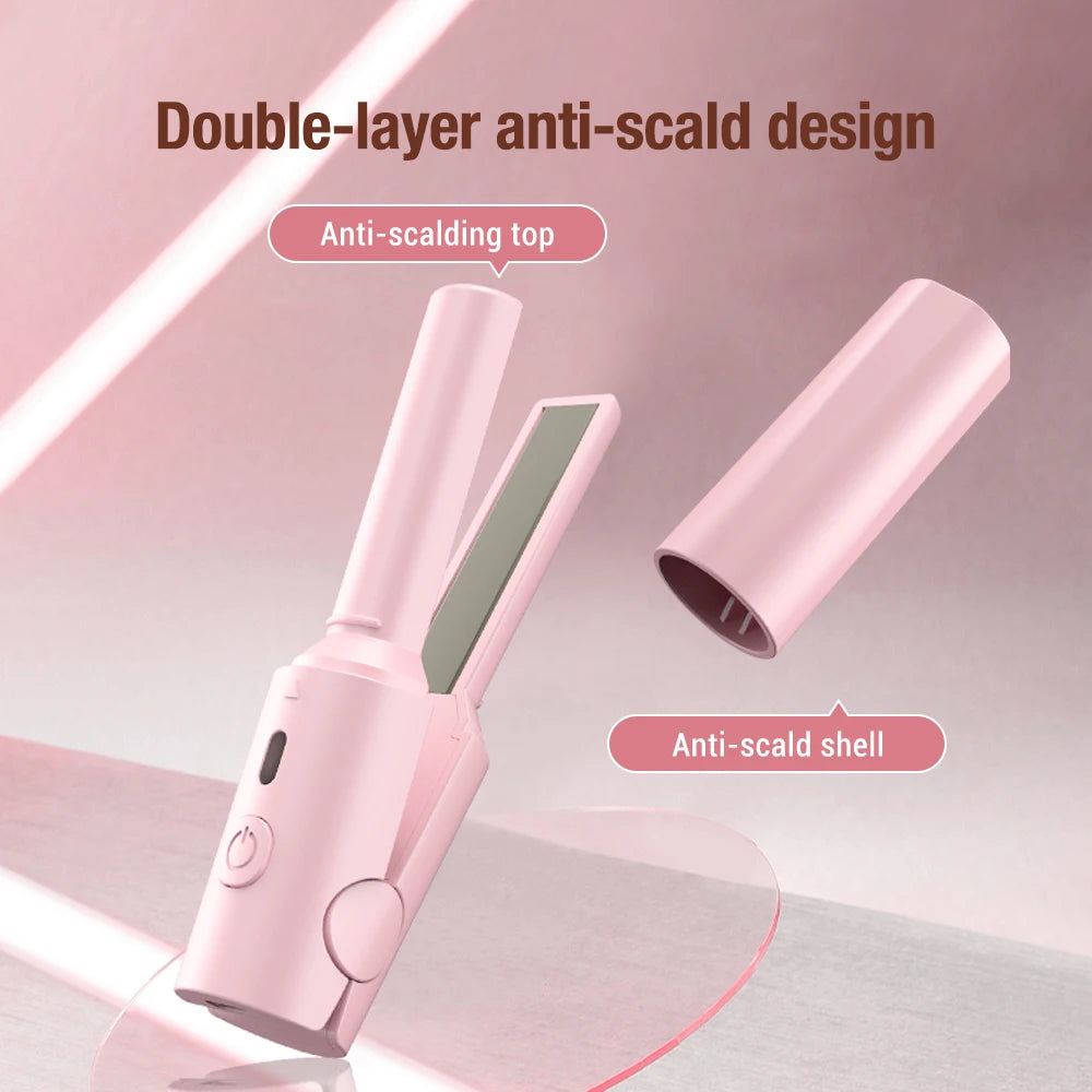 Portable Hair Straightener Small Hair Curling Machine Multifunctional Straight Hair Splint Straight Hair and Curly Hair USB Plug