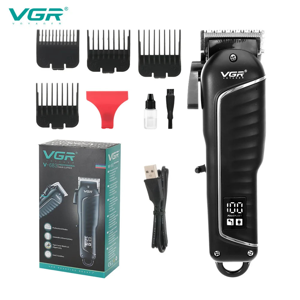 V-683 Hair Clipper Professional Electric Hair Trimmer Rechargeable Clipper Haircut Machine Men's Barber Hair Cutting Machine