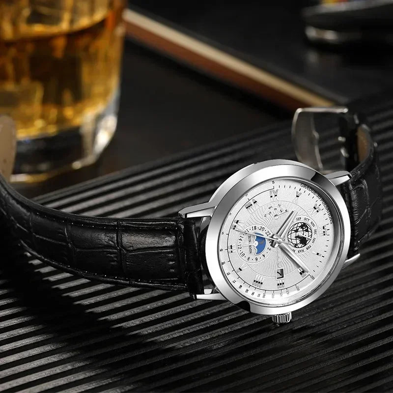 New men's quartz watch Leather Mens Luxury Business gentlemanliness Quartz Wrist Watch for Business activity