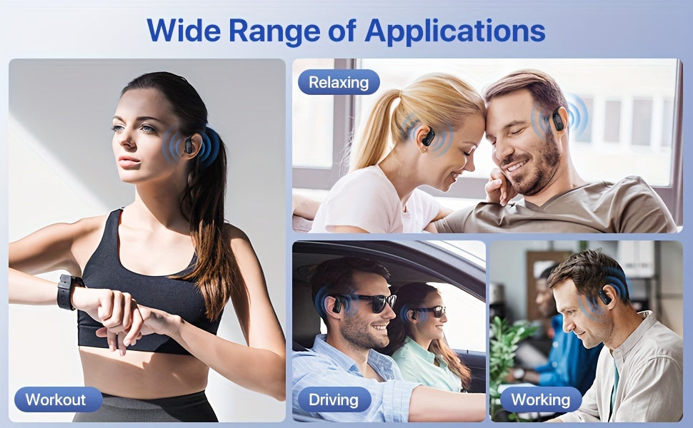 Wireless Headset V5.3 Earbuds 60 Hours Playback Ear Buds with Wireless Charging Case & Dual Power Display Over-Ear Stereo Bass Earphones with Earhooks for Sports/Workout/Running