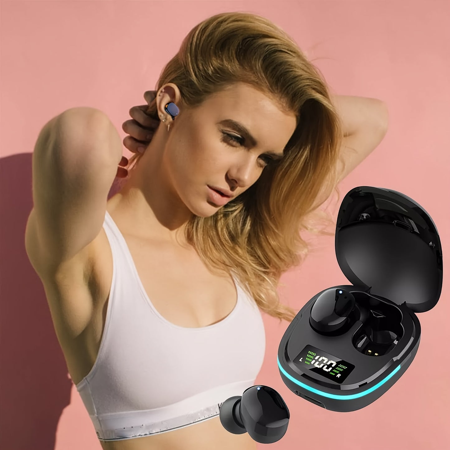 2024 New Wireless Earphones - Three-Screen Intelligent Display, High-End Fashionable Mirror Design | Mobile Phone Emergency Charging for Sports & Music
