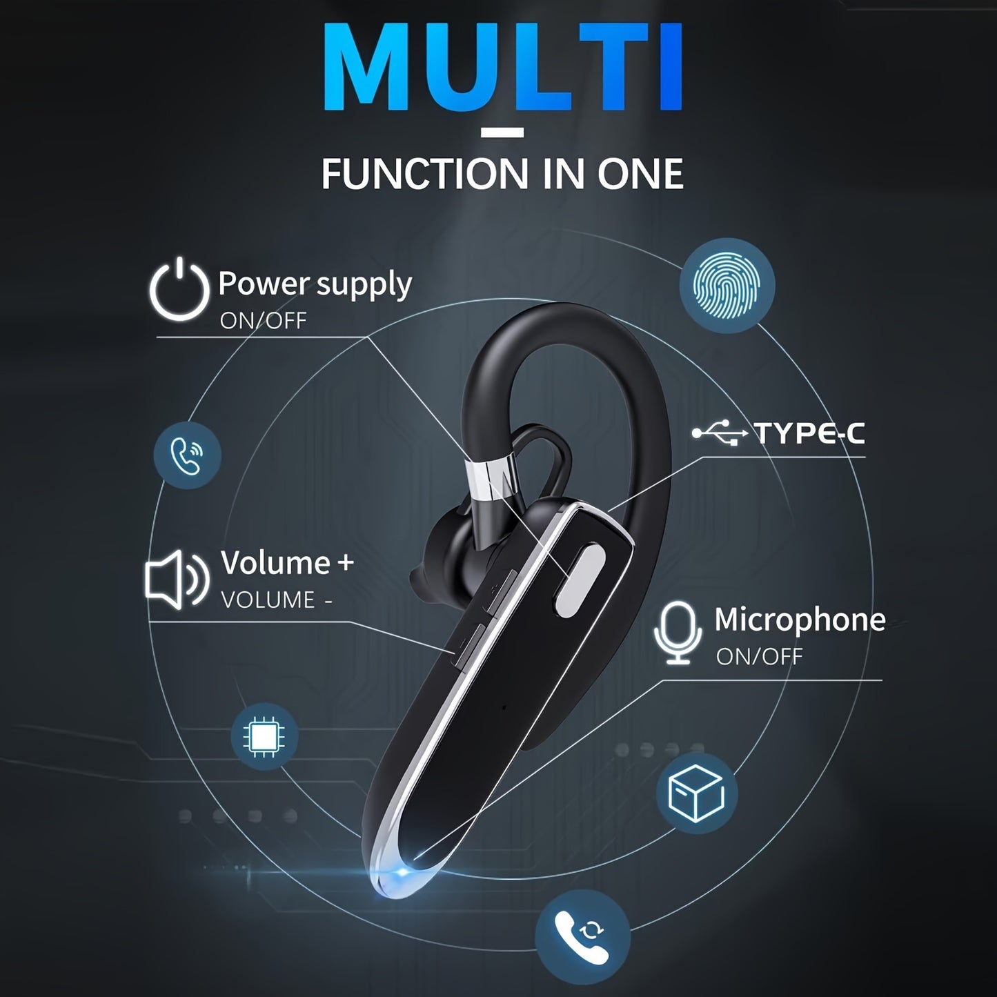Long-Lasting Wireless Earphones - 90 Days Standby, 110 Hours Talk Time, Crystal-Clear Audio, Built-in Microphone, Sweat-Resistant, Universal Compatibility for Mobile Phones, PC Tablets, Laptops, Perfect for Truck Drivers, Dri