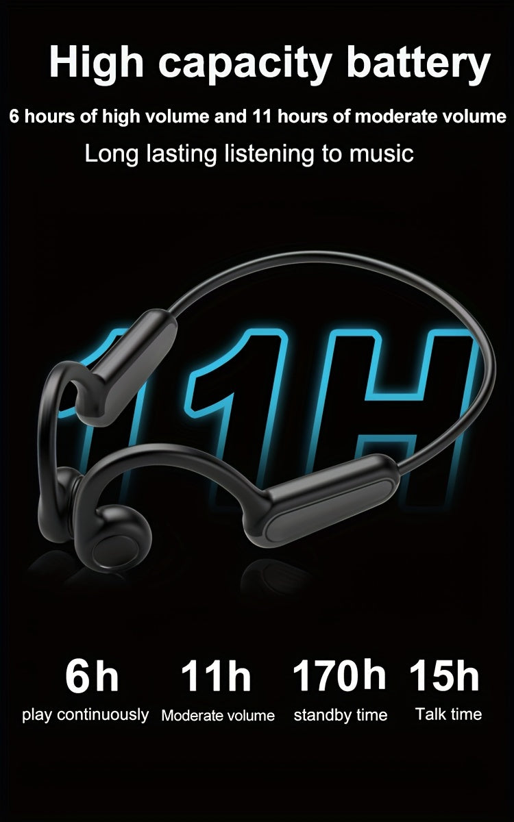 Long Battery Life True Wireless Bone Conduction Earphones 2024 - Open-Ear Design with Built-in Mic, Ideal for Running, Cycling & Driving