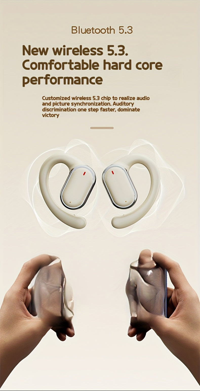 OWS Wireless TWS Audio Earphones With LED Power Display, Sports Ear Directional Sound Transmission, Earphones Supporting 90 Degree Adjustment, Non In Ear Sports Earphones, Game Music HIFI Surround Sound