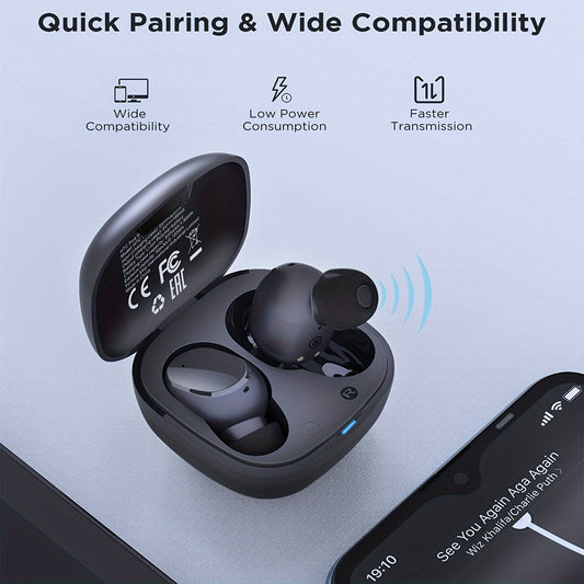 HTC True Wireless Earbuds 6 Stereo Earphones With Charging Case, In-Ear Headphone Built-in Microphone/Touch Control -for Calling, Office, Sports
