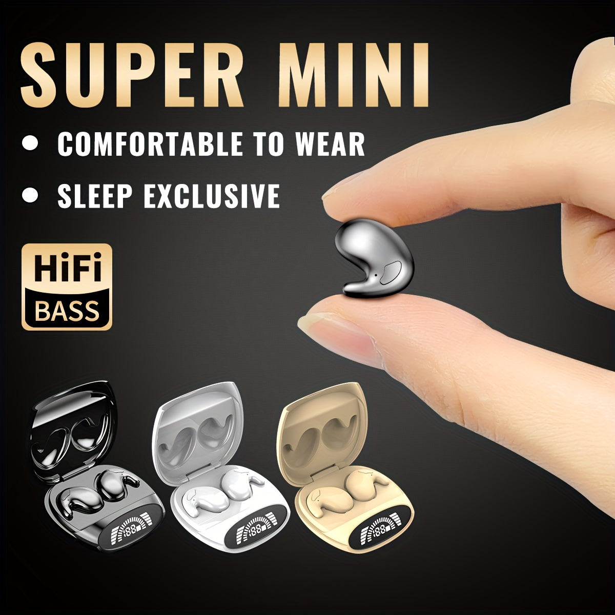 New Ultra-thin And Ultra Small Sleep Earphones With Invisible Dual Ear High-definition Call HIFI Sound Effect, Heavy Bass Running, Listening To Music, Male, Female, Adult, And Child Universal Birthday Gifts