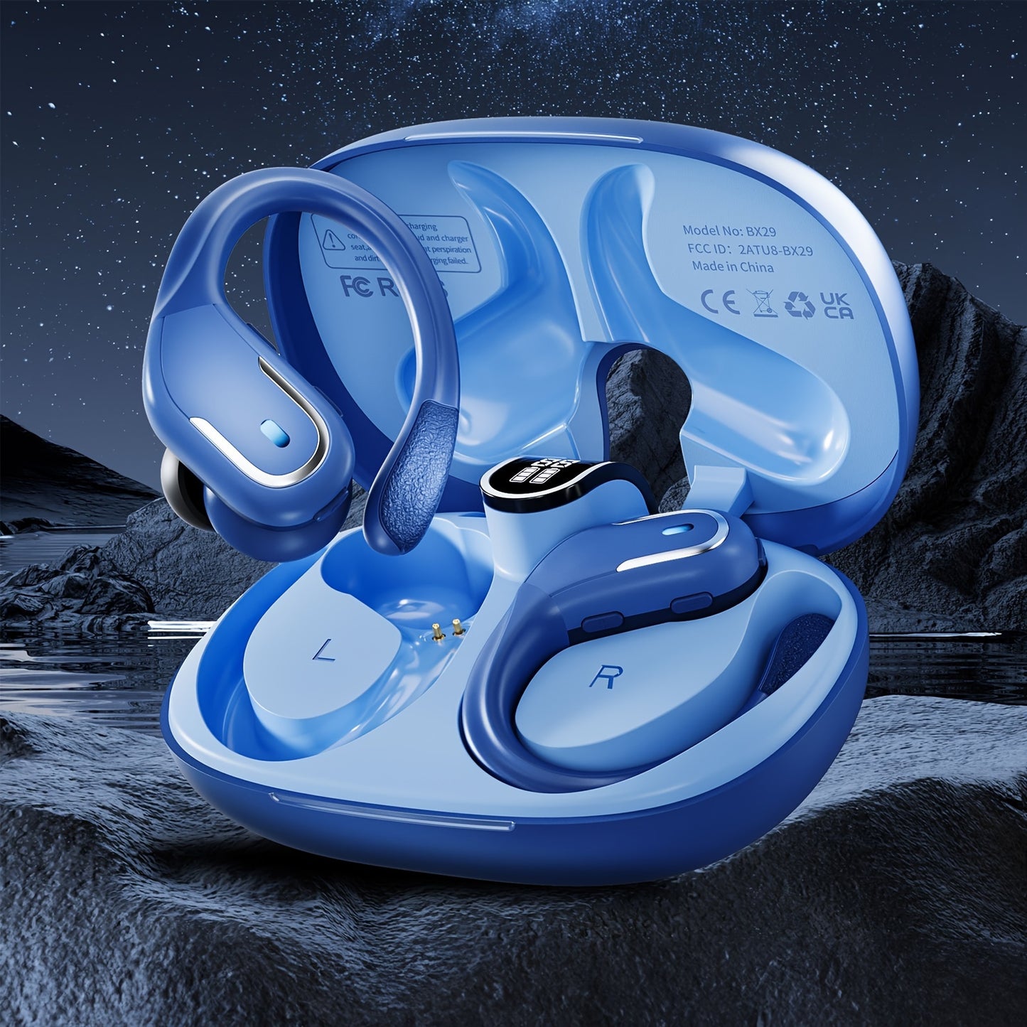 Wireless 5.3 Earphones - 3D Deep Bass Over Ear, ENC Noise Cancelling Mic, Sweatproof Sports Earbuds with Earhooks for Running, Exercise, and Fitness - Long Battery Life, Hands-Free Calls, and Crystal-Clear Sound