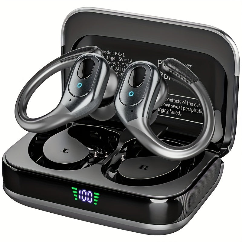 GREATWALL TWS Wireless Earphones Headset Wireless 5.3 Sports ear-hook Headset Stereo noise reduction Earbuds Battery Capacity Digital Display Low Latency And Low Power Consumption Built-in Microphone HD Call