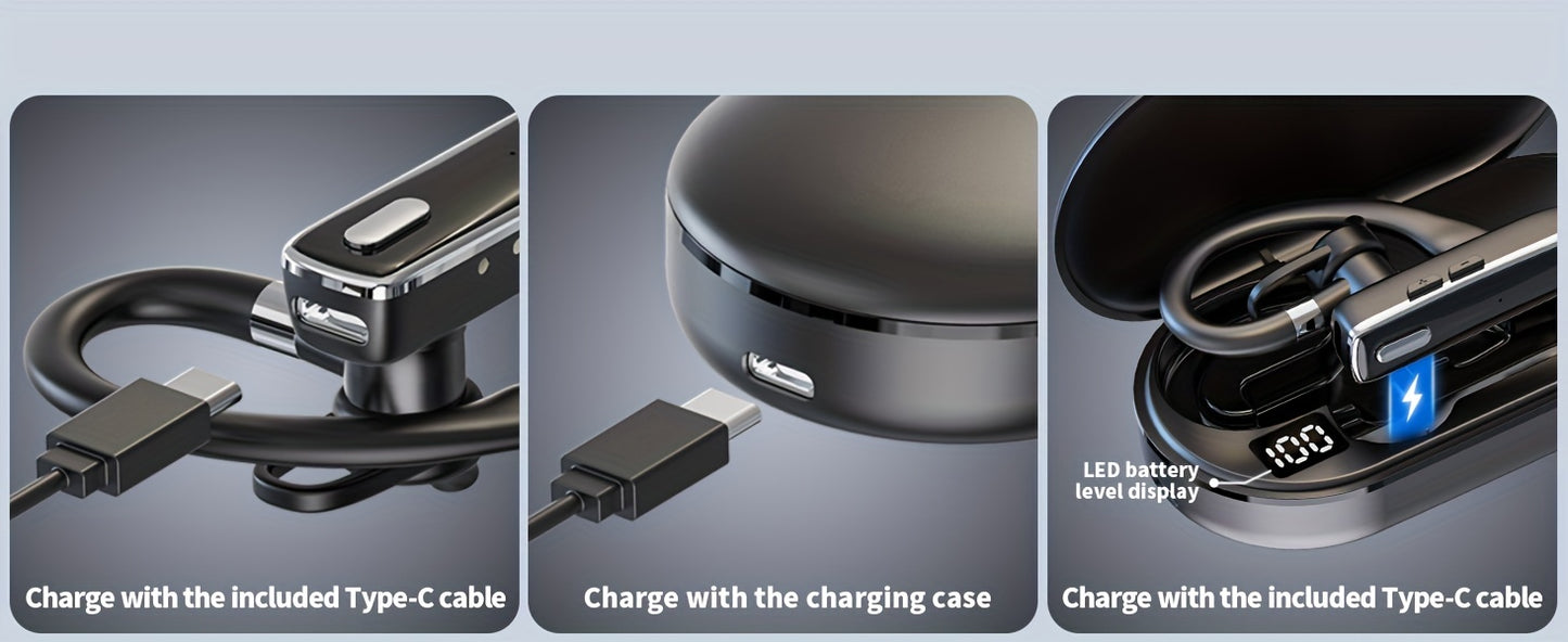 Long-Lasting Wireless Earphones - 90 Days Standby, 110 Hours Talk Time, Crystal-Clear Audio, Built-in Microphone, Sweat-Resistant, Universal Compatibility for Mobile Phones, PC Tablets, Laptops, Perfect for Truck Drivers, Dri