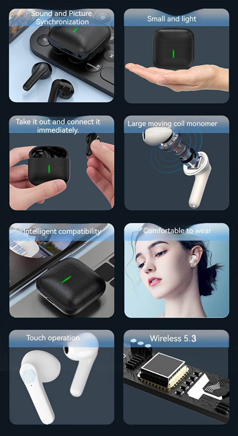 New Wireless Earphones Ultra-long Battery Life Waterproof Sports Game Mini Dual Stereo In-Ear Universal Earbuds