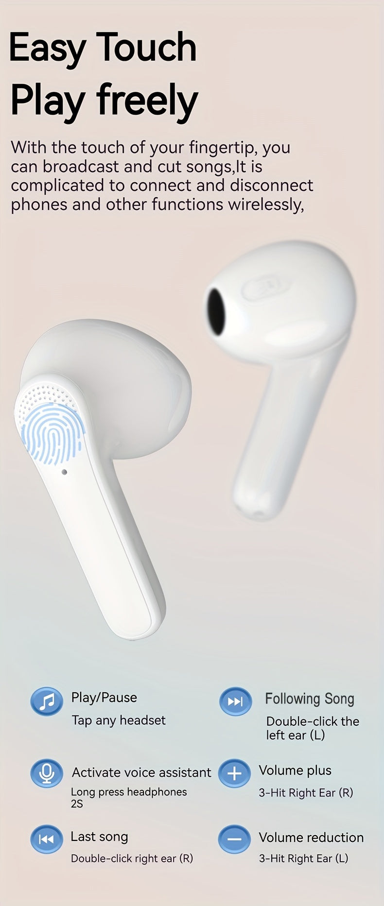 New Wireless Earphones Ultra-long Battery Life Waterproof Sports Game Mini Dual Stereo In-Ear Universal Earbuds