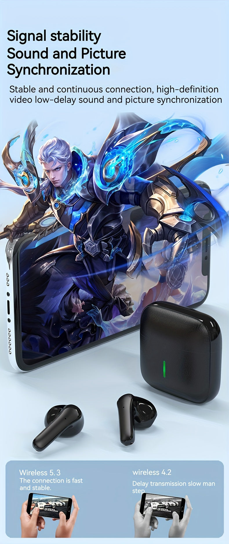 New Wireless Earphones Ultra-long Battery Life Waterproof Sports Game Mini Dual Stereo In-Ear Universal Earbuds