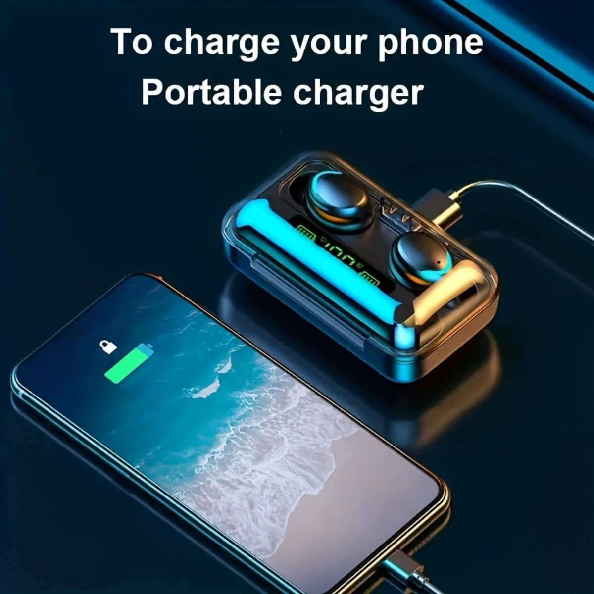 1 Pair TWS Wireless Earbuds, Stereo Sound Headphones, Sport Headset, in Ear Earphones with LED Display Charging Bin, Hi-Fi Stereo Sound, Ergonomic Headset with Touch Control