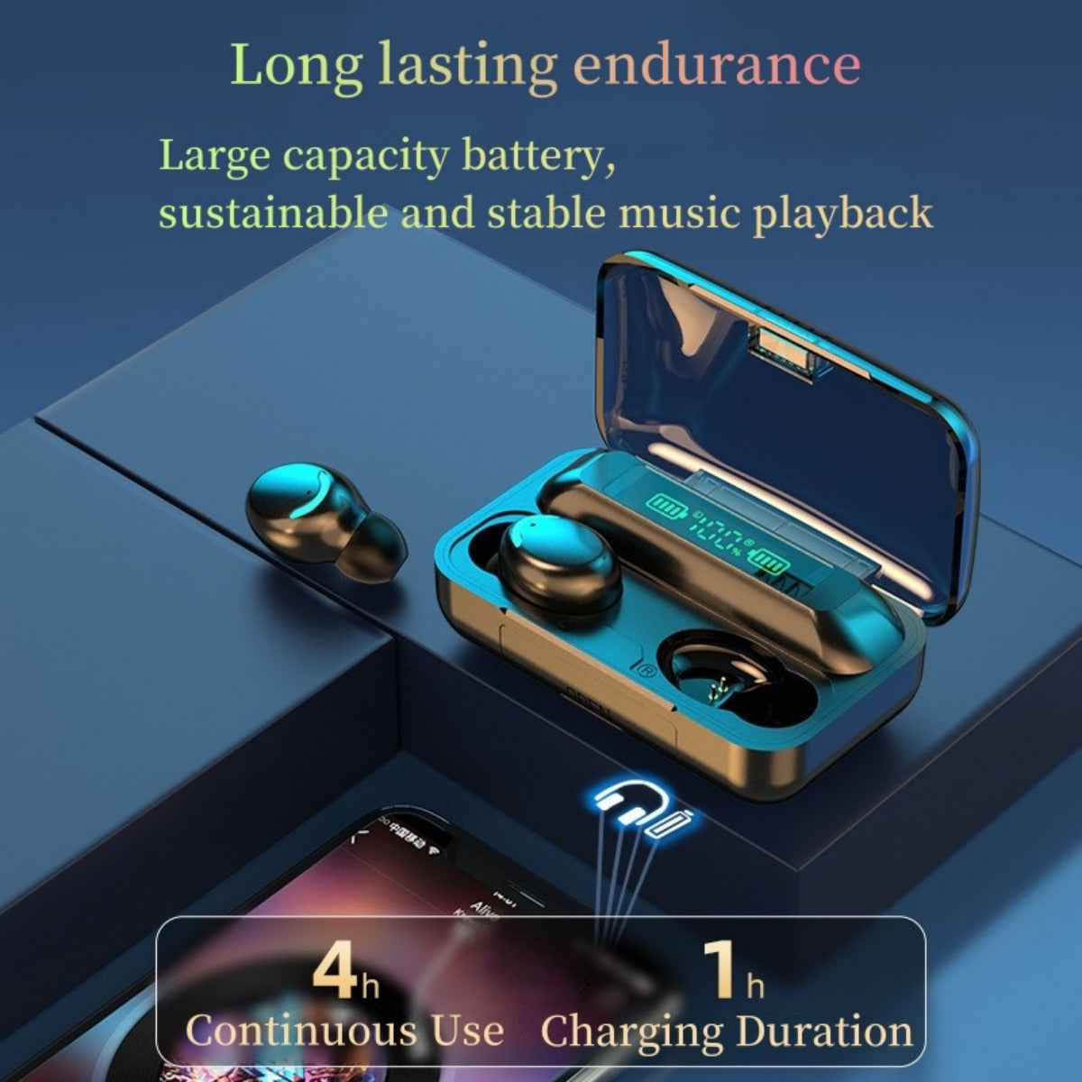 1 Pair TWS Wireless Earbuds, Stereo Sound Headphones, Sport Headset, in Ear Earphones with LED Display Charging Bin, Hi-Fi Stereo Sound, Ergonomic Headset with Touch Control