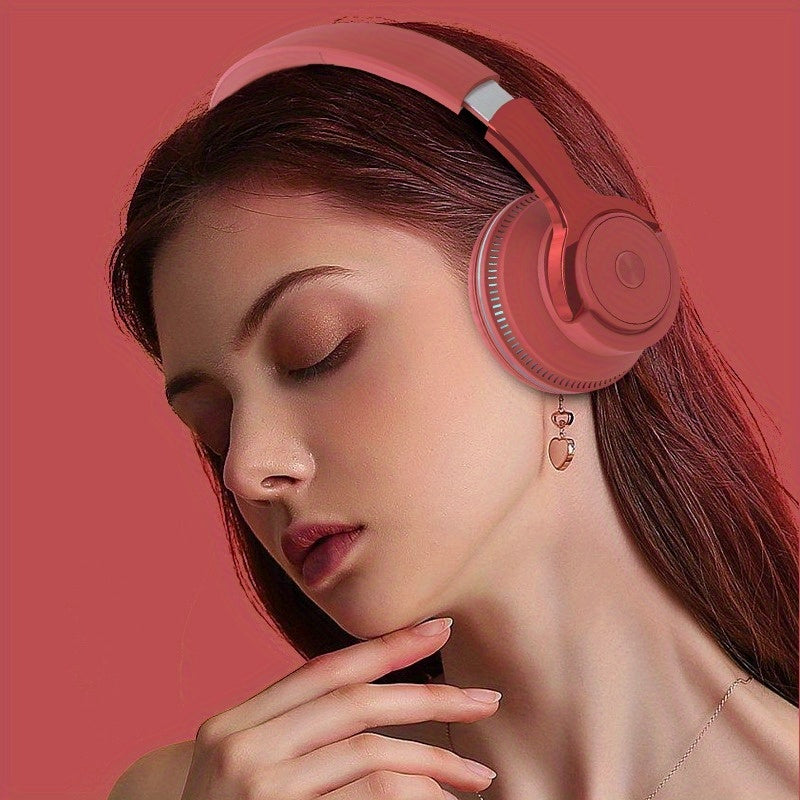 7 Color LED Lights Wireless Foldable Earphones with Microphones, Compatible with Smartphones, PC, and Tablets