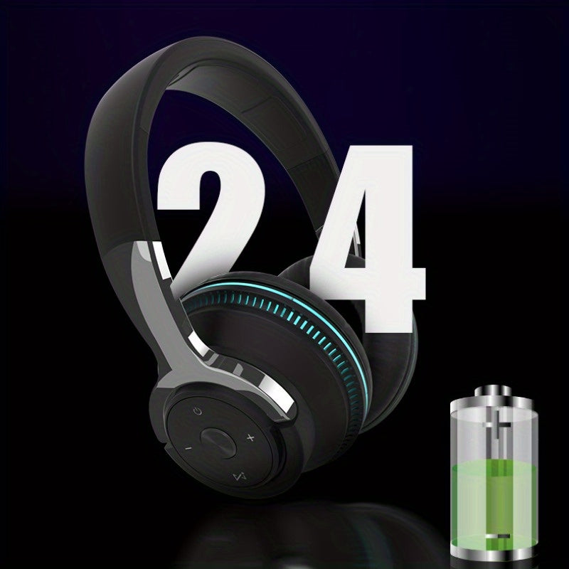 7 Color LED Lights Wireless Foldable Earphones with Microphones, Compatible with Smartphones, PC, and Tablets