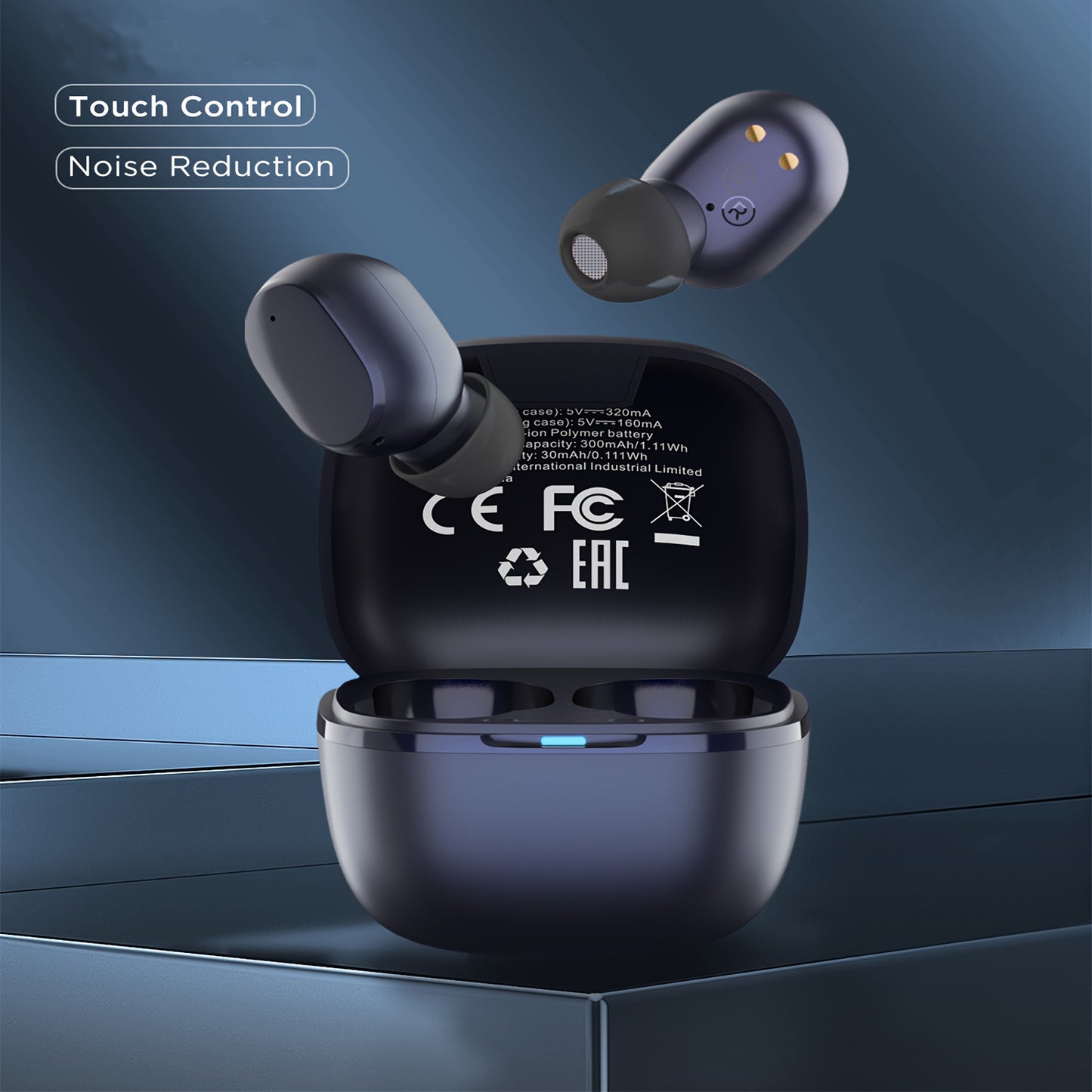 HTC True Wireless Earbuds 6 Stereo Earphones With Charging Case, In-Ear Headphone Built-in Microphone/Touch Control -for Calling, Office, Sports