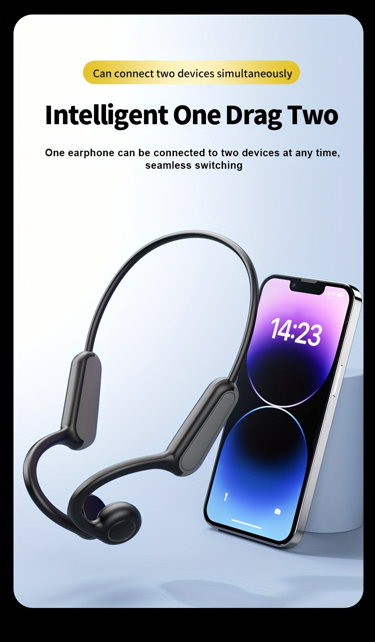 Long Battery Life True Wireless Bone Conduction Earphones 2024 - Open-Ear Design with Built-in Mic, Ideal for Running, Cycling & Driving