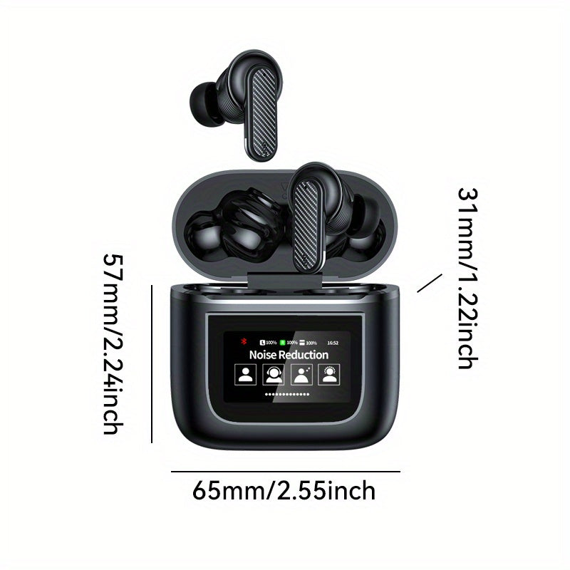 Wireless Earbuds With Smart Touch Screen Charging Case 50H Playback Deep Bass Stereo EarBuds Smart Earphones Headsets With Mic
