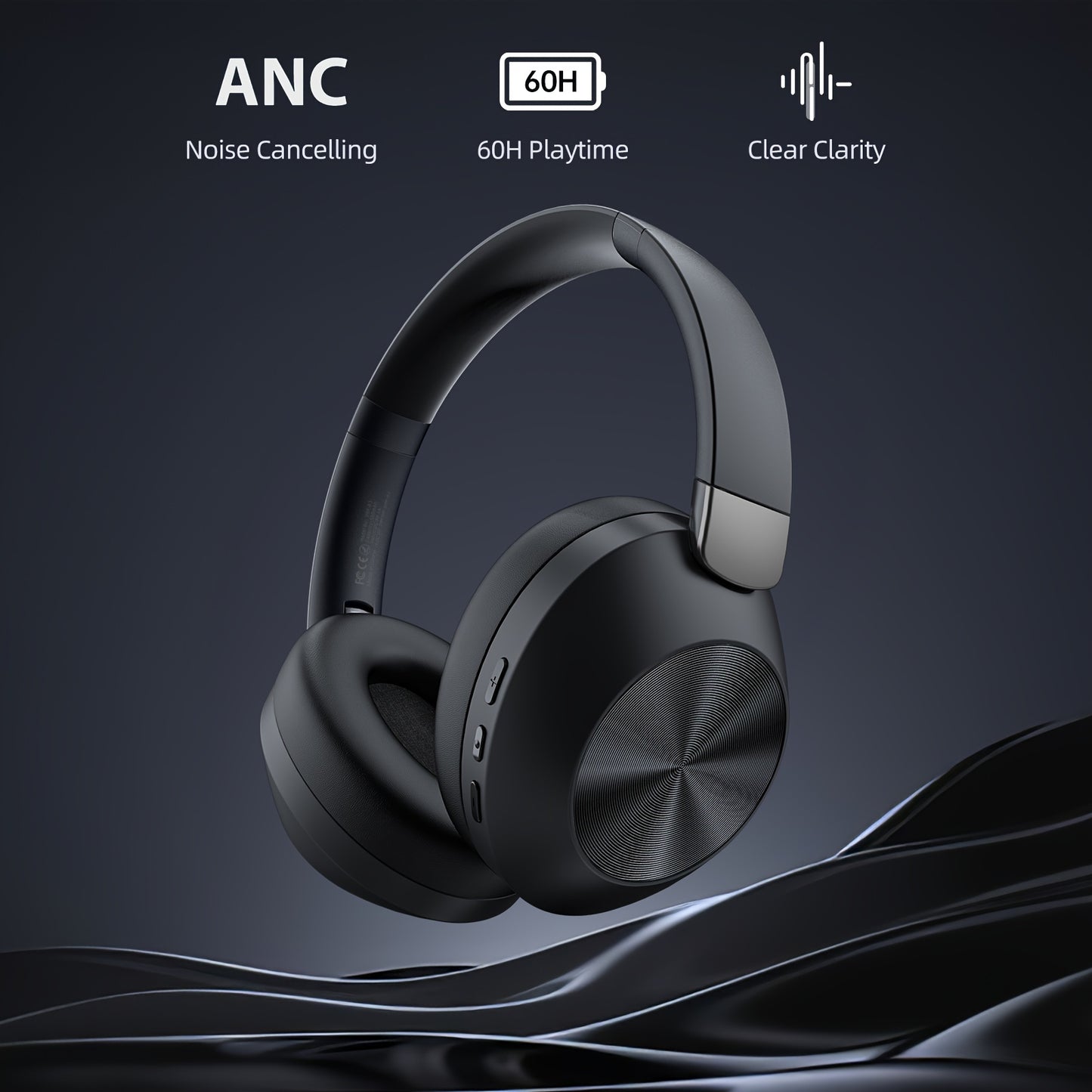 LIFEBEE Wireless Earphones with Microphone, Foldable Lightweight Headset for Home Office And Mobile Use, Featuring Active Noise Cancellation