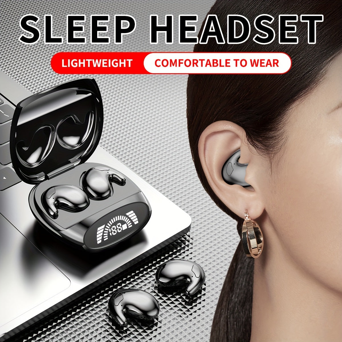 New Ultra-thin And Ultra Small Sleep Earphones With Invisible Dual Ear High-definition Call HIFI Sound Effect, Heavy Bass Running, Listening To Music, Male, Female, Adult, And Child Universal Birthday Gifts