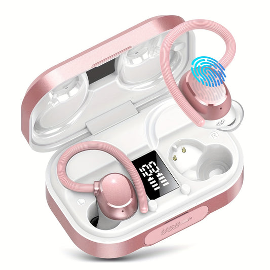 Wireless Earphones Q25 Ear Buds With V5.3, Providing 120 Hours Of Playback Time, Weighing 0.17 Oz For Painless Wearing, Featuring Deep Bass 2.0, In-ear Headphones Designed For Sports And Running Pink