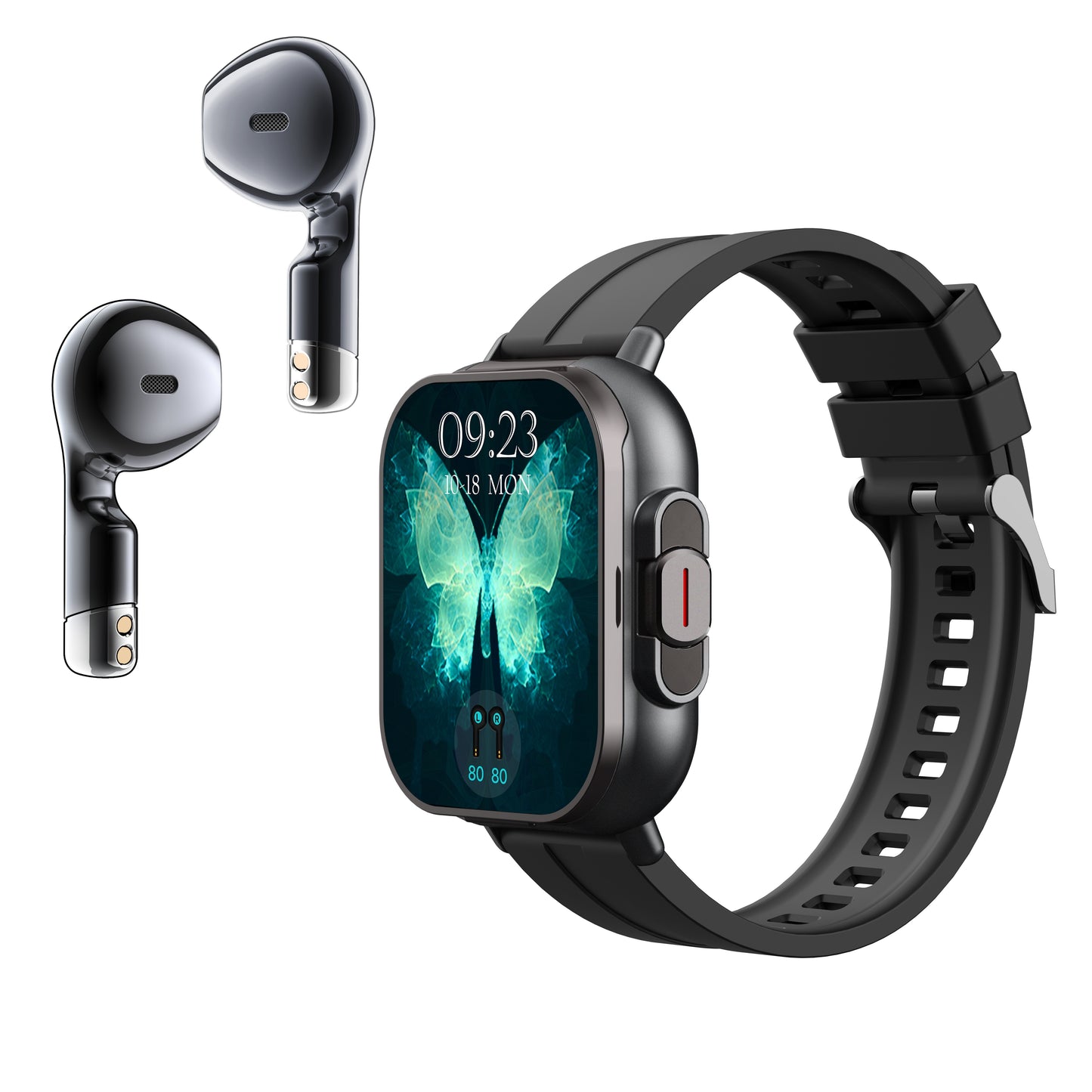Two-in-One Wireless Earphone Watch - Smartwatch with Built-in Earphones, Multi-functional Sports Features, and Quick Call Answering - Convenient, Sweat-Resistant, and Stylish