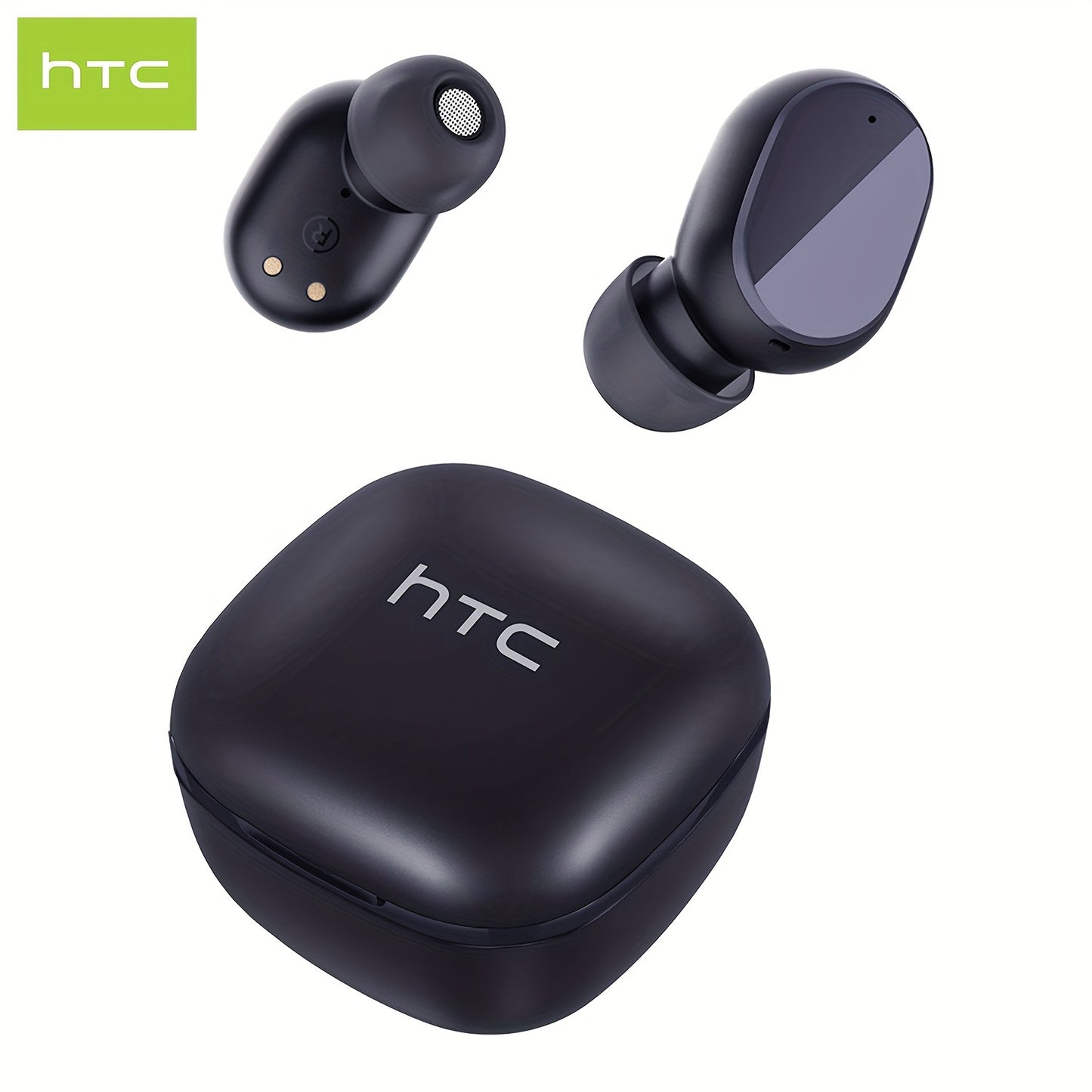 HTC True Wireless Earbuds 6 Stereo Earphones With Charging Case, In-Ear Headphone Built-in Microphone/Touch Control -for Calling, Office, Sports