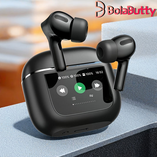 50H Playtime Smart Wireless Earbuds 5.3 with Touch Screen Charging Case - Bass Stereo Earphones with Mic for Sports, Work, Android/Phones