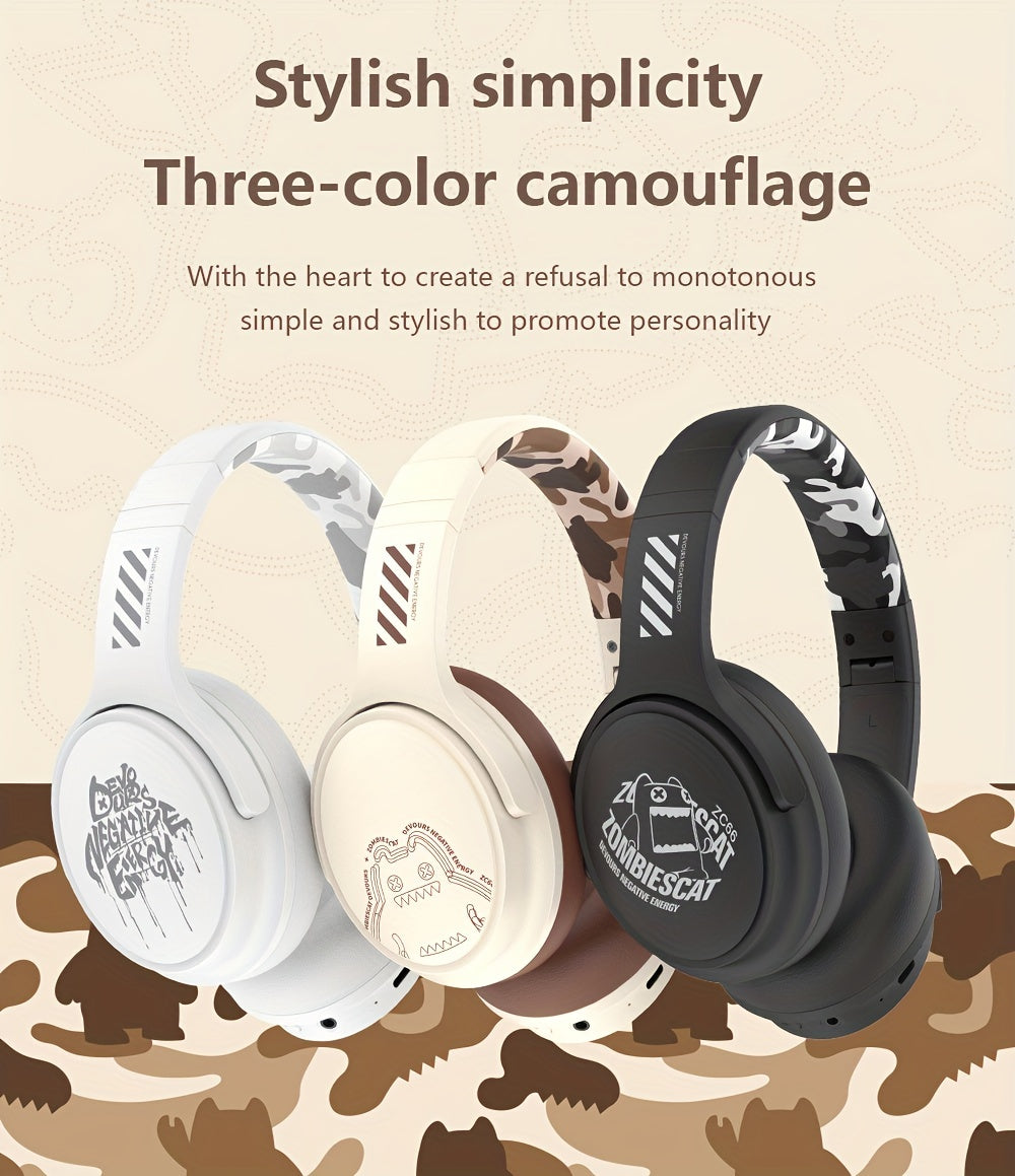 ZOMBIESCAT Wireless Earphones Headworn Wireless Noise Reduction Computer Wired Game 2024 New Ultra Long Range