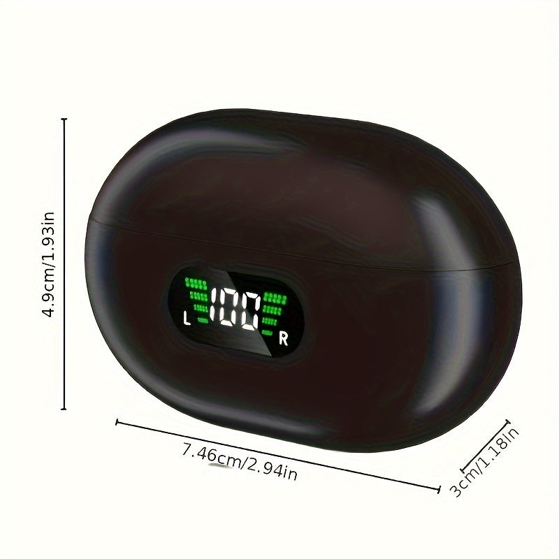 Open Ear Bone Conduction Earphones With Digital Display Charging Case, Wireless Clip On Earphones With 60 Hours Of Playback Time, Built-in Microphone Suitable For Sports Running, Fitness, Cycling Earphones