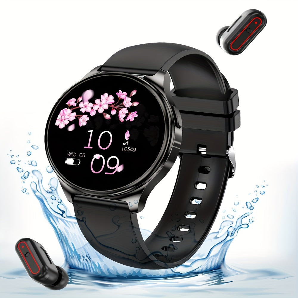 Newest Smart Watch With Earbuds (Wireless Call) For Women's Men's Best Gift, 1.27" HD Display, Multi Sports Modes, Sedentary Reminder, TWS Earphones Music, Weather Forecast, Sports Pedometer Watch For Android IOS